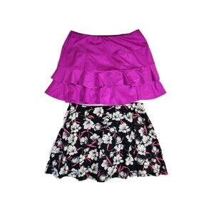 Tail Womens LOT of 2 Tennis Skorts M Ruffled Pink Black Floral Pickelball Gym